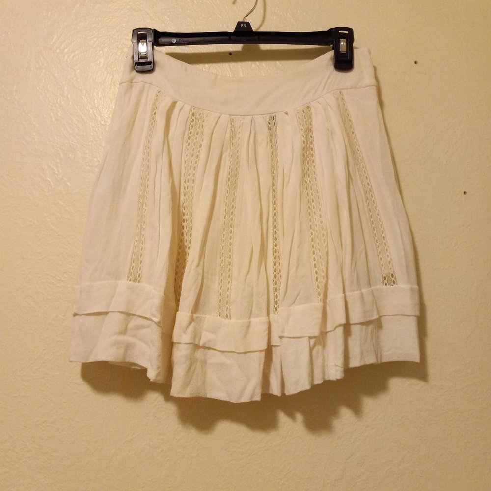 IRO White Crochet Inset Boho Tennis Skirt Preppy Boho Girly Cottagecore Prairie - Picture 2 of 12